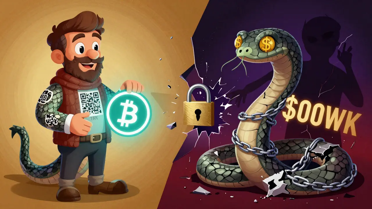 A friendly dragon-like BtcTurk mascot accepting TRY deposits, while a dark serpent representing major hacks coils behind a broken lock.