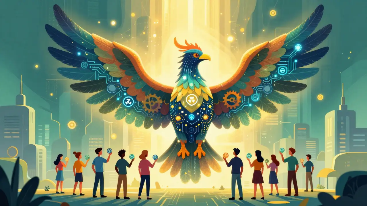 A majestic Alebrije guardian protecting users and the Cronos blockchain ecosystem.