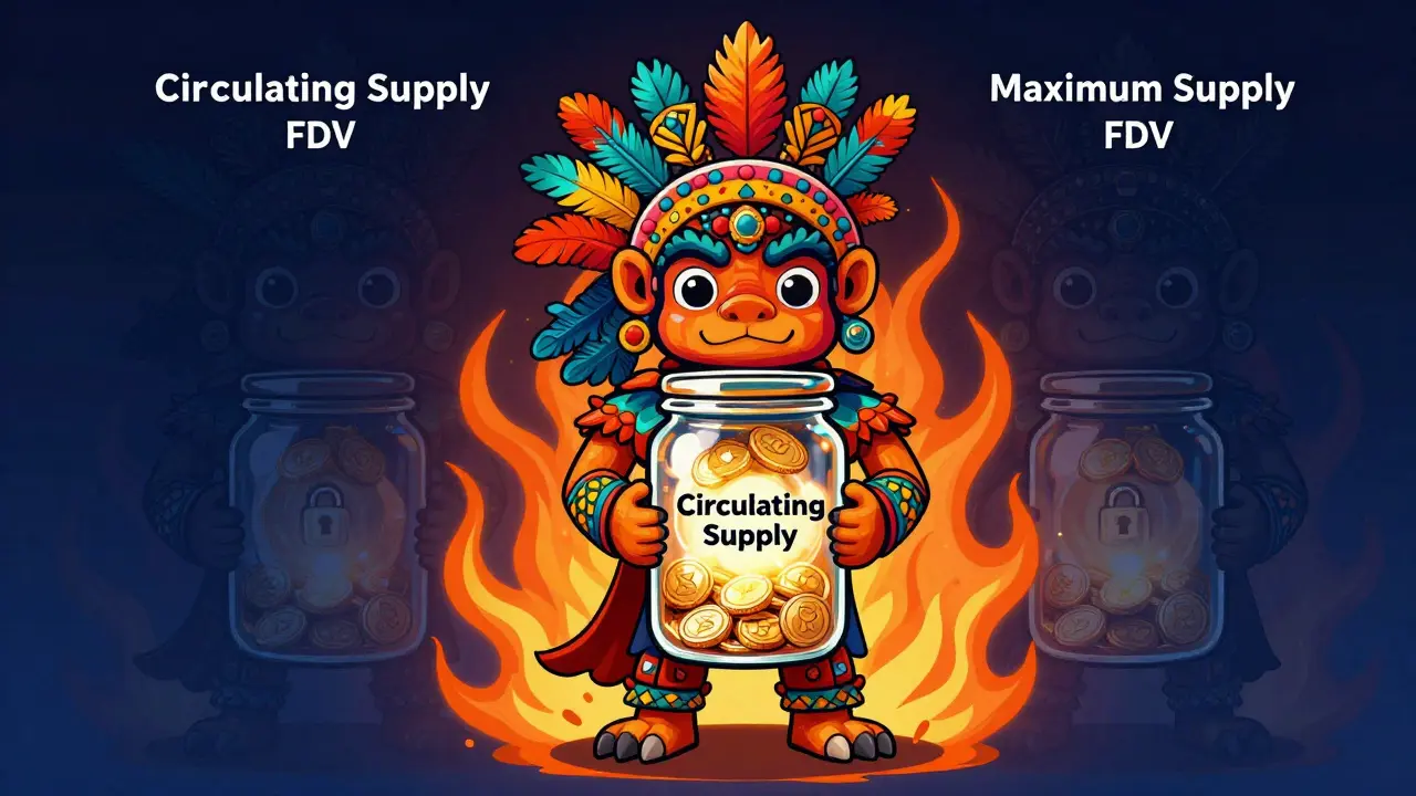 Alebrije art showing circulating supply vs fully diluted valuation risks