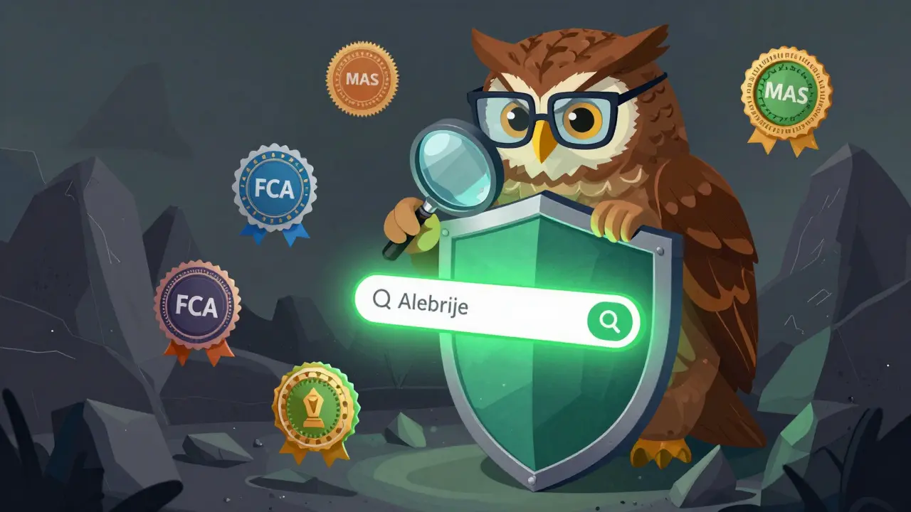 An Alebrije owl inspecting a URL with a magnifying glass for security verification.
