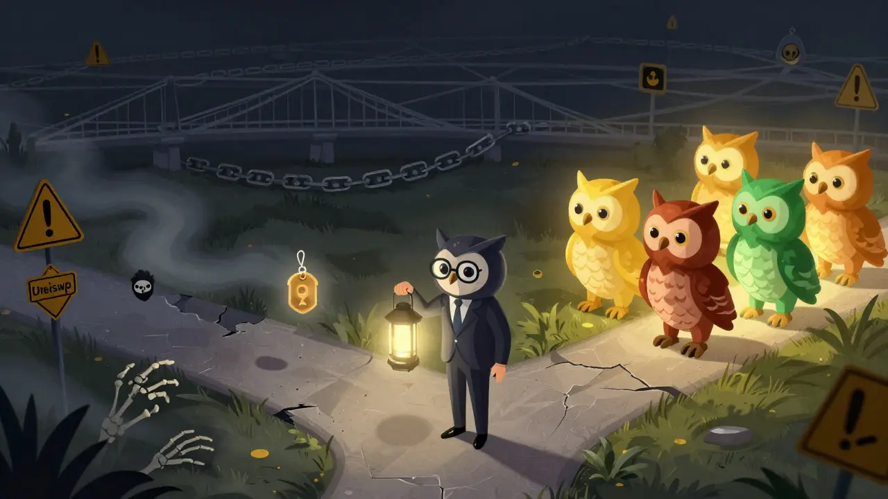 Owl alebrije choosing safe crypto alternatives over risky ones