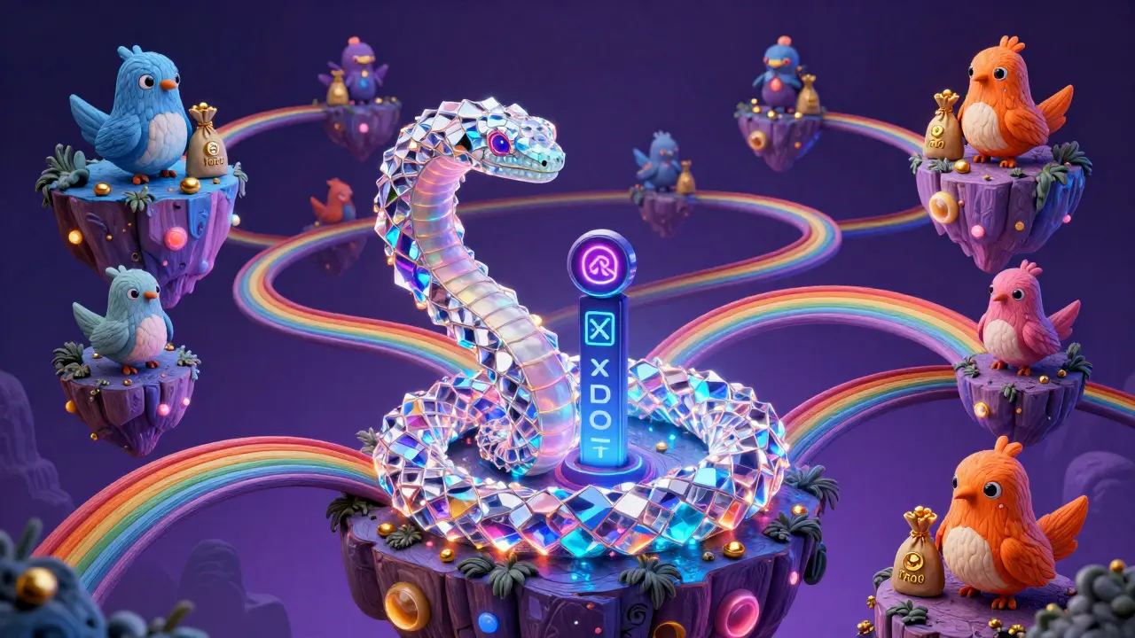 Colorful Alebrije art depicting the Polkadot ecosystem and liquidity mechanisms