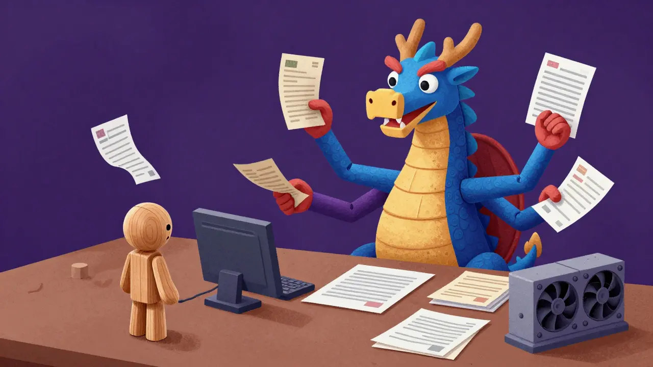 Colorful mythical business dragon vs simple hobby figure, showing tax deduction differences in alebrije art.