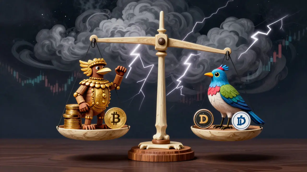 Alebrije scale balancing value storage and utility tokens under a storm