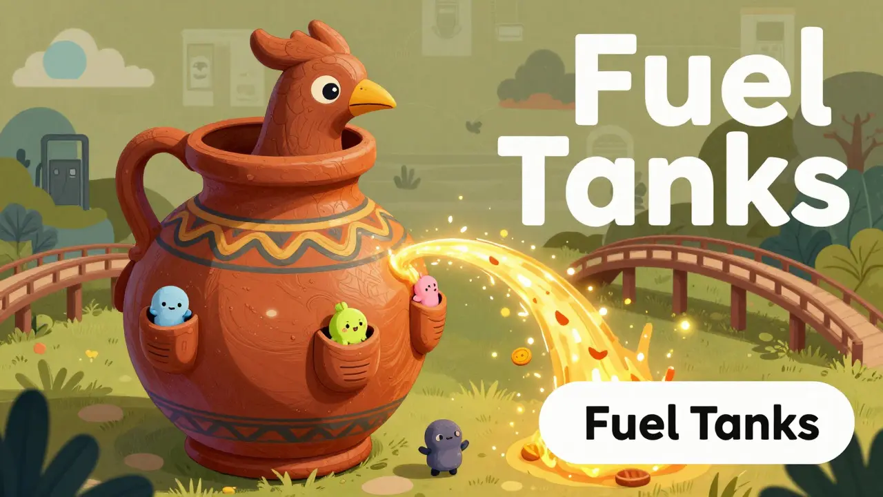 Ornate Alebrije fuel tank vessel powering transactions with communal energy