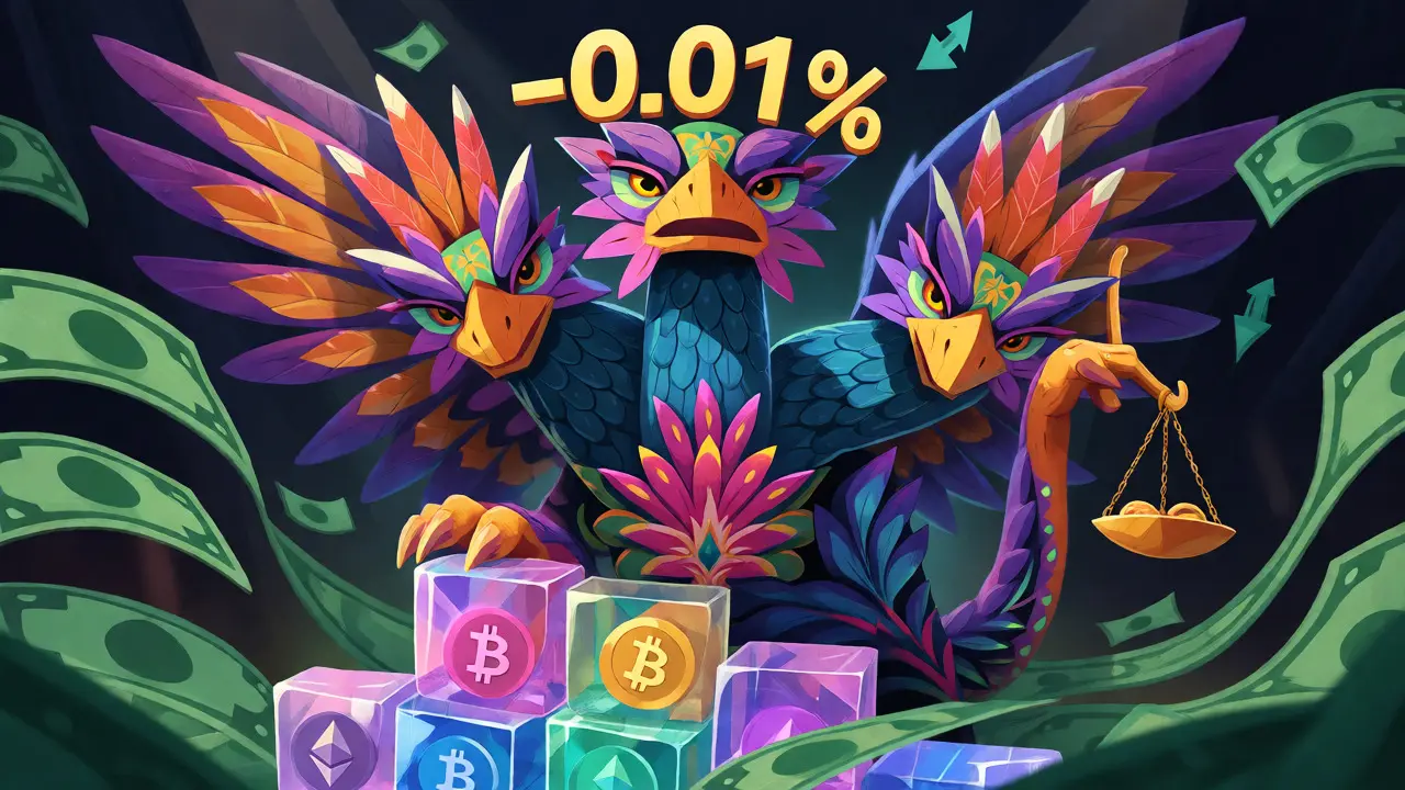 Fantastical beast illustrating negative maker fees and P2P trading benefits.